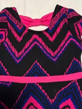 Lilt Chevron Kids Dress in Black and Pink